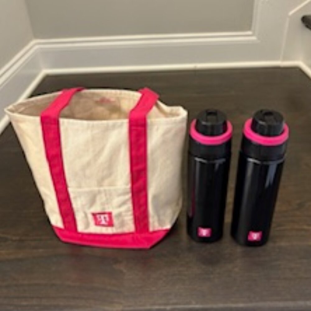 T-Mobile / T-LIfe Two (2) Water Bottles and Cotton Canvas Tote Bag - NEW